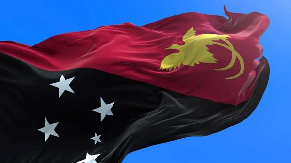 Papua Neuguinea Flagge Realistischer Fahnenhintergrund — Stockfoto