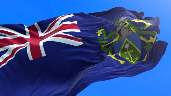 Pitcairn Islands Flagga Realistisk Viftande Flagga Bakgrund — Stockfoto