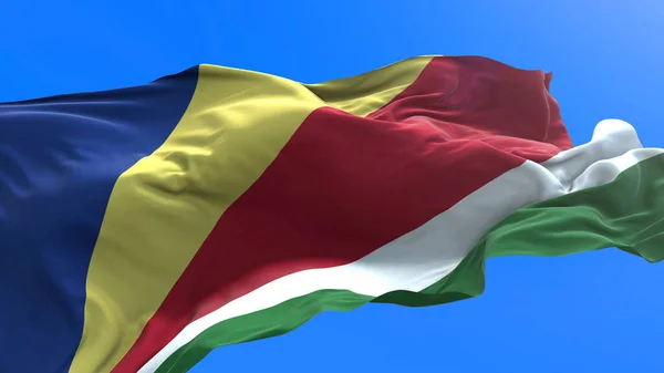 Bandera Seychelles Fondo Bandera Ondeante Realista —  Fotos de Stock