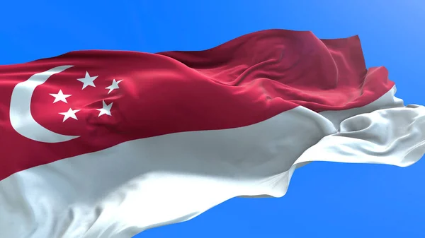 Singapore Flag Realistic Waving Flag Background — Stock Photo, Image