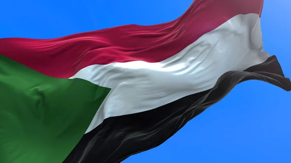 Флаг Судана Реалистичное Размахивание Флагом Фон — стоковое фото