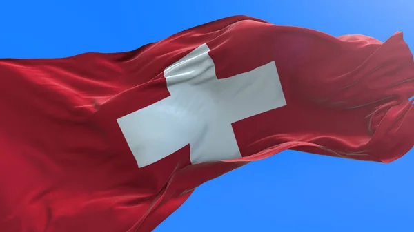 Bandera Suiza Fondo Bandera Ondeante Realista —  Fotos de Stock