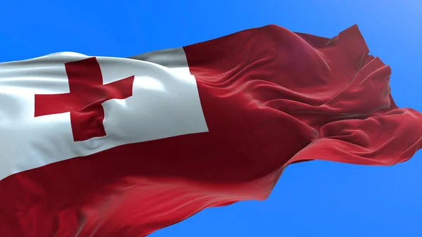 Tonga Flagget Realistisk Veivende Flaggbakgrunn – stockfoto