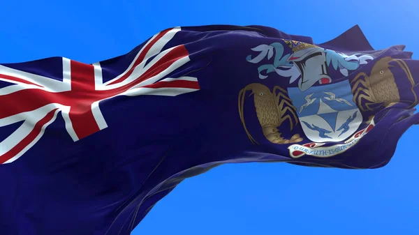 Tristan Cunha Flagga Realistisk Viftande Flagga Bakgrund — Stockfoto