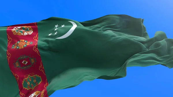 Flaga Turkmenistanu Realistyczne Tło Flagi — Zdjęcie stockowe