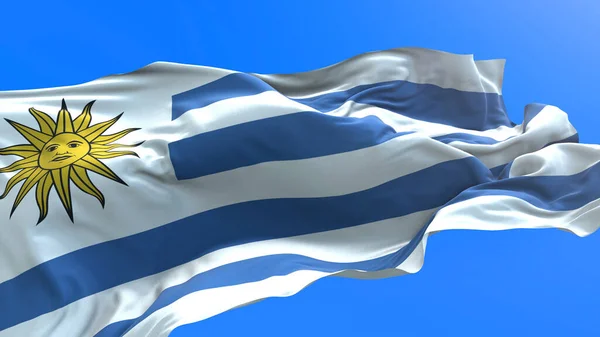 Uruguay Flagge Realistischer Fahnenhintergrund — Stockfoto