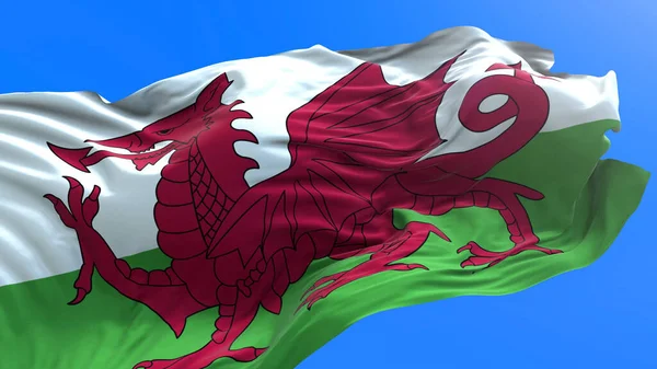 Wales Flag Realistic Waving Flag Background — Stock Photo, Image