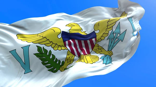 维尔京群岛美国国旗 三维现实挥动国旗背景 — 图库照片