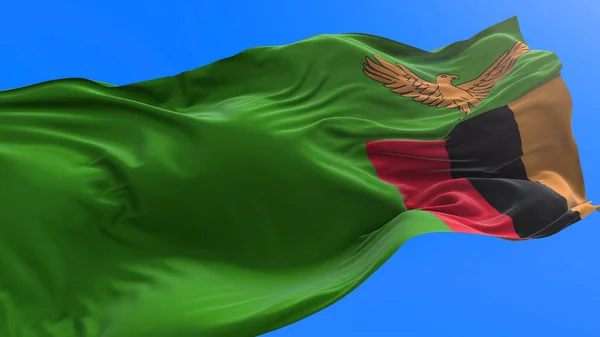 Zambia Vlag Realistische Zwaaiende Vlag Achtergrond — Stockfoto