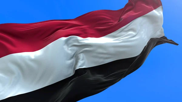 イエメンの旗 3D現実的な手のフラグの背景 — ストック写真