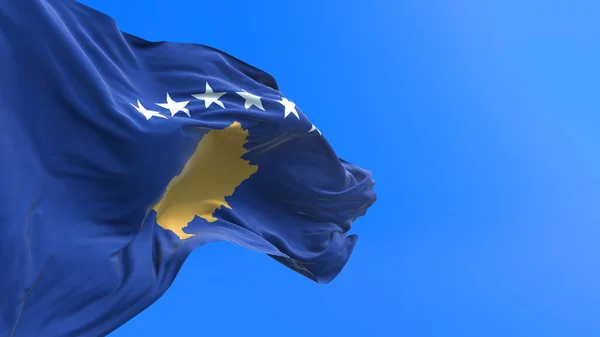 Bandiera Kosovo Realistico Sventolando Bandiera Sfondo Immagine Stock