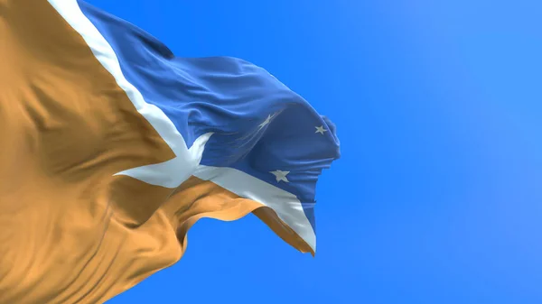 Argentinische Flagge Der Provinz Feuerland Realistischer Fahnenhintergrund Stockbild