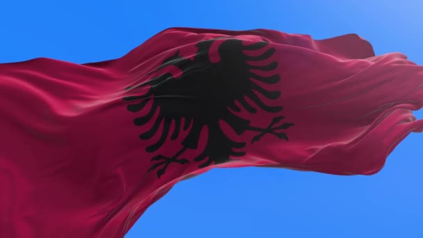 Bandera Albania Fondo Bandera Ondeante Realista — Vídeos de Stock