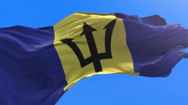 Barbados bayrağı - 3D gerçekçi bayrak sallama arkaplanı