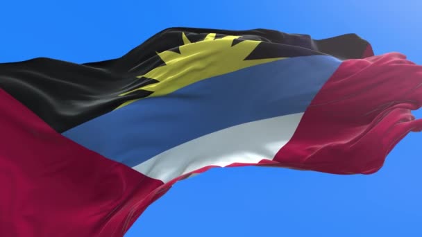 Antigua Barbuda Vlag Realistische Zwaaiende Vlag Achtergrond — Stockvideo