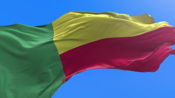 Benin Vlag Realistische Zwaaiende Vlag Achtergrond — Stockvideo