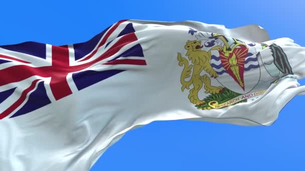 Βρετανική Σημαία Ανταρκτικής Εδάφους Ρεαλιστικό Κυματίζει Φόντο Σημαία — Αρχείο Βίντεο
