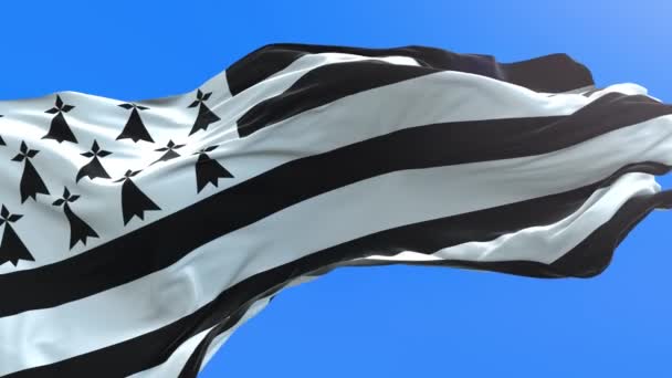 Bandeira Brittany Realista Acenando Fundo Bandeira — Vídeo de Stock