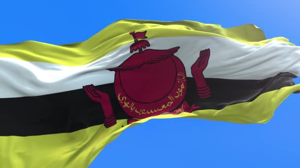 Brunejská Vlajka Realistické Vlnění Vlajky Pozadí — Stock video
