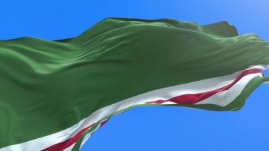 Ichkeria Çeçen Cumhuriyeti bayrağı - 3D gerçekçi bayrak sallama arkaplanı