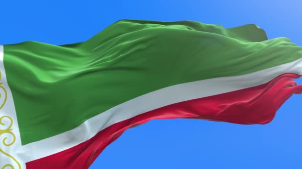 Τσετσενική Σημαία Ρεαλιστικό Κυματίζει Σημαία Φόντο — Αρχείο Βίντεο
