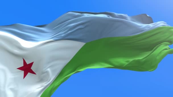 Bandeira Djibouti Realista Acenando Fundo Bandeira — Vídeo de Stock