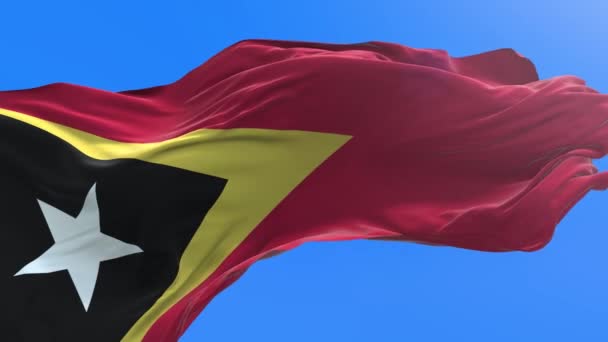 Timor Oriental Bandera Realista Ondeando Bandera Fondo — Vídeos de Stock