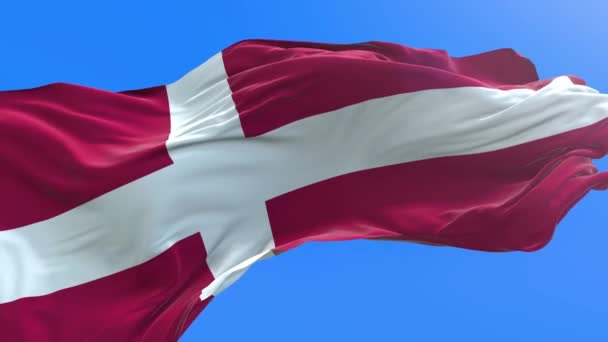 Denemarken Vlag Realistische Zwaaiende Vlag Achtergrond — Stockvideo