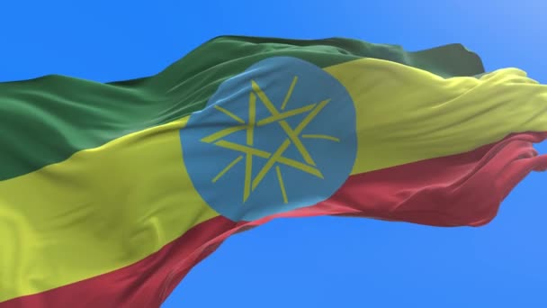 Ethiopië Vlag Realistische Zwaaiende Vlag Achtergrond — Stockvideo