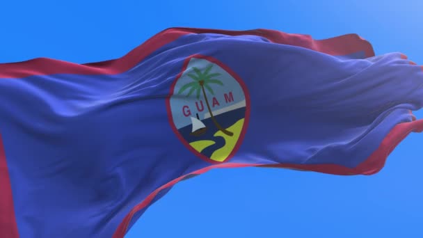 Guam Vlag Realistische Zwaaiende Vlag Achtergrond — Stockvideo