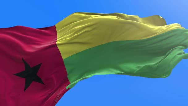 Guinea Biisau Flagga Realistisk Viftande Flagga Bakgrund — Stockvideo