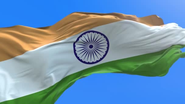 Σημαία Ινδίας Ρεαλιστικό Κυματίζει Φόντο Σημαία — Αρχείο Βίντεο
