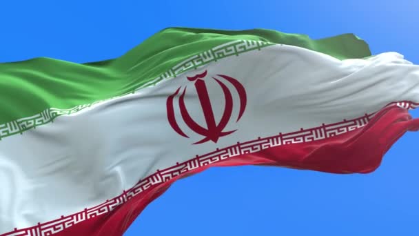 Bandera Irán Fondo Bandera Ondeante Realista — Vídeos de Stock
