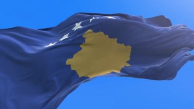 Kosova bayrağı - 3D gerçekçi bayrak sallama arka planı
