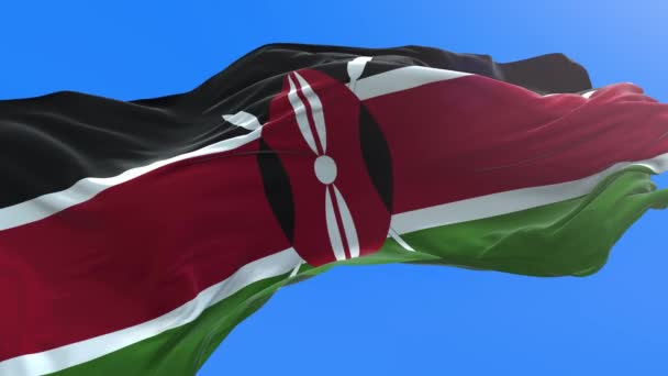Kenya Bayrağı Gerçekçi Bayrak Sallama Arkaplanı — Stok video
