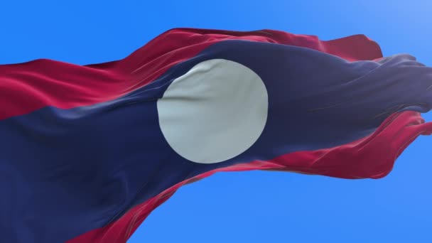 Bandera Laos Fondo Bandera Ondeante Realista — Vídeo de stock