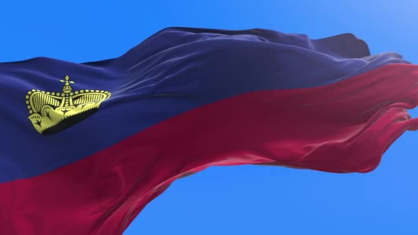 Lichtenštejnská Vlajka Realistické Vlnění Vlajky Pozadí — Stock video