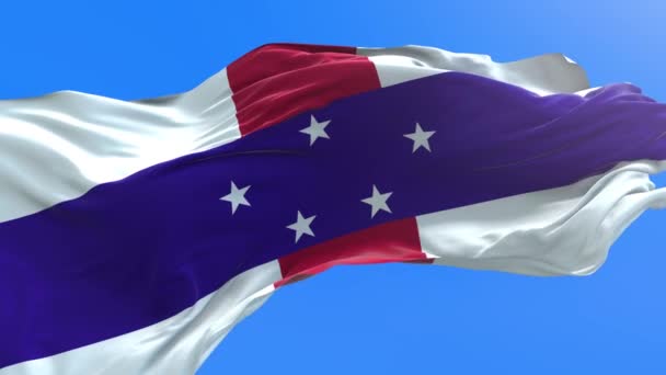 Флаг Нидерландских Антильских Островов Трехмерный Реалистичный Фон Флага — стоковое видео