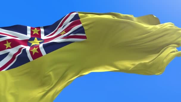 Niue Flagge Realistischer Fahnenhintergrund — Stockvideo