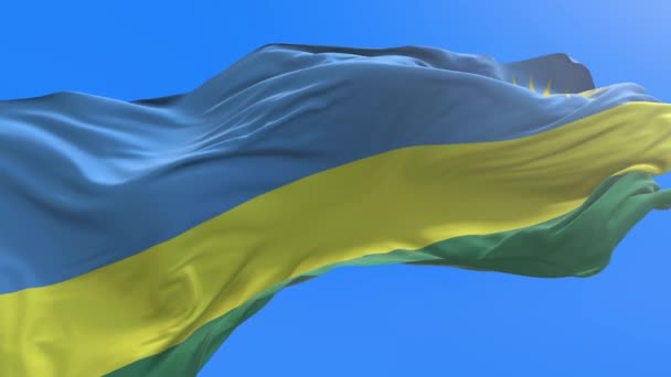 Rwanda Vlag Realistische Zwaaiende Vlag Achtergrond — Stockvideo