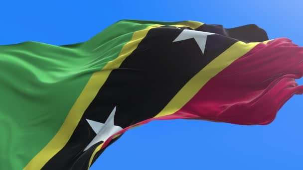 Drapeau Saint Kitts Nevis Fond Drapeau Agitation Réaliste — Video