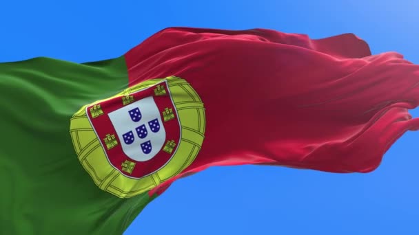 Bandeira Portugal Realista Acenando Fundo Bandeira — Vídeo de Stock