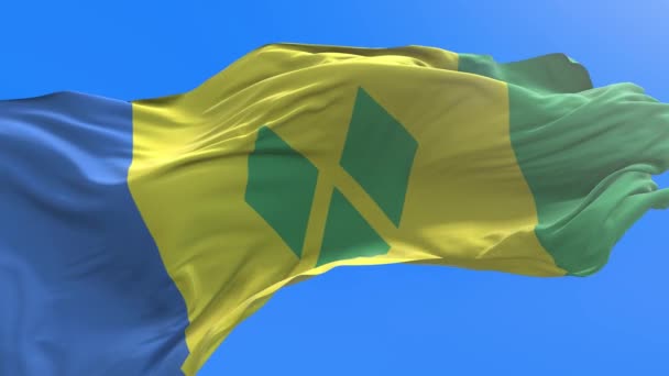 Saint Vincent Grenadines Flag Realistic Waving Flag Background — Stock Video