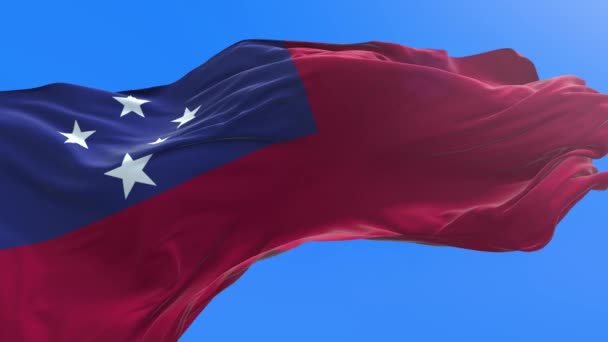 萨摩亚国旗 三维现实挥动国旗背景 — 图库视频影像