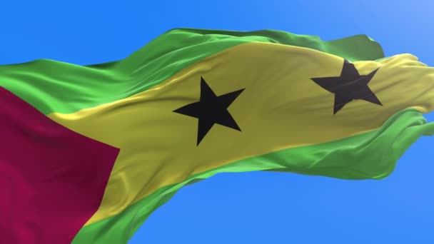 Sao Tomé Principe Vlag Realistische Zwaaiende Vlag Achtergrond — Stockvideo