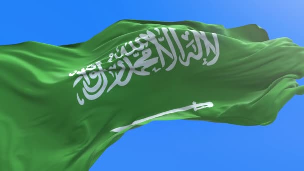 Saudiarabiens Flagga Realistisk Viftande Flagga Bakgrund — Stockvideo