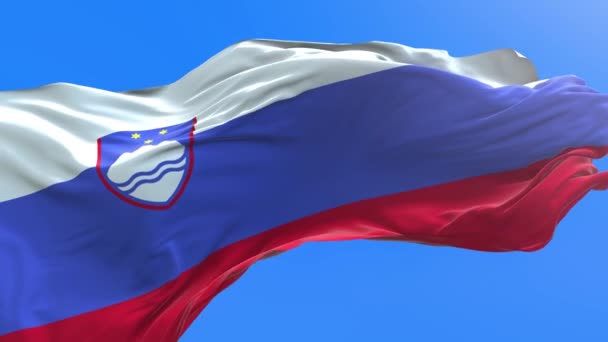 Slovenië Vlag Realistische Zwaaiende Vlag Achtergrond — Stockvideo