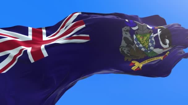 サウスジョージア島とサウスサンドイッチ諸島の旗 3D現実的な波の背景 — ストック動画