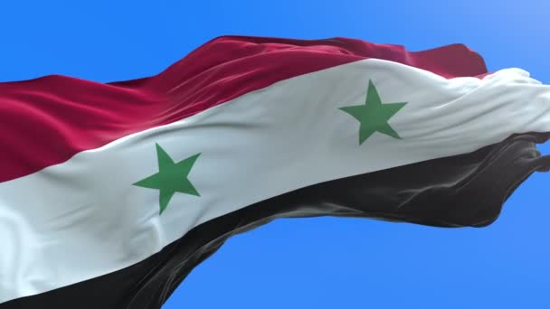 Bandera Siria Fondo Bandera Ondeante Realista — Vídeos de Stock