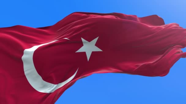Türkiye Bayrağı Gerçekçi Bayrak Sallama Arkaplanı — Stok video